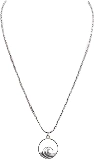 BlueRica Wave Pendant on Stainless Steel Chain Necklace (16")