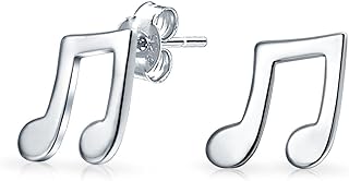Tiny Dainty Eighth Music Notes Threader Stud Earrings or Charm Anklet Bracelet For Musician Women Teen Teacher Student .925 Sterling Silver