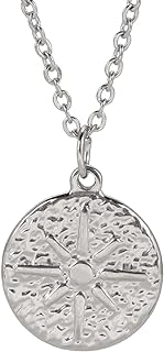 Stainless Steel Sunshine Pendant Necklace with Cubic Zirconia and Cable Chain - Round Design for Everyday Elegance by Jude Jewelers