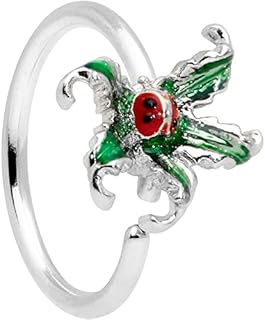 Body Candy's Stainless Steel Ladybug Nose Hoop Ring with Whimsical Charm Design for Women, 20G Gauge Size, 8mm Display Length