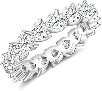 Gold Plated SHINYSO Wedding Band with Heart-shaped Cubic Zirconia for Women Size 4-10