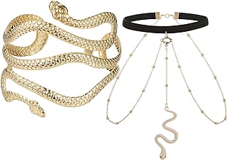 Elegant Gold Snake Body Chain & Open Bangle Cuff Set for Women, Boho Retro Design in High-Quality Alloy, Ideal for Beach, Parties, Weddings & More