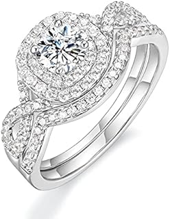 Mameloly 0.5ct Wedding Rings for Women Round Bridal Ring Sets Cubic Zirconia Engagement Promise Rings for Her Size 4-12