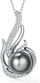 18K Gold Plated Sterling Silver Pendant Necklace with Tahitian Black Pearl and Spring Ring Clasp for Women - Perfect for Christmas, Anniversary, Mother's Day, Valentine's Day