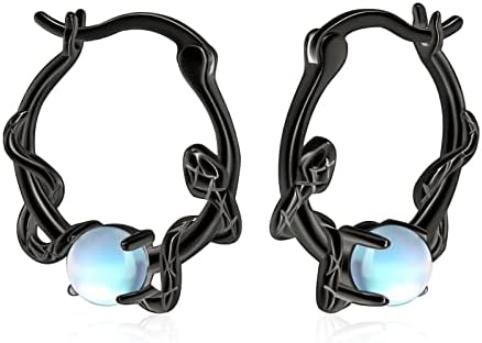 Moonstone Hoop Earrings Sterling Silver Snake Huggie Hoop Earrings Moonstone Vintage Snake Jewelry Gifts for Women Girls Birthday Christmas