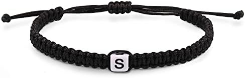 Btysun Buckle Clasp Initial Cuff Bracelet with Choice of Rope, Cord, or Braided Chain for Men and Women - Personalized Jewelry Gifts