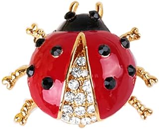 Charming Cubic Zirconia Ladybug Brooch Pin with Secure Clasp for Women - Unique Base Metal Design for Shawls, Jackets, Dresses, Backpacks