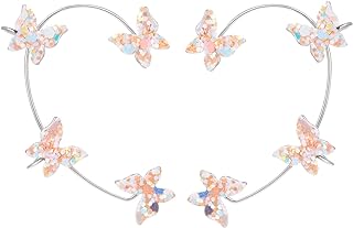 Exaggerated Butterfly Ear Cuffs,Big Butterfly Ear Wrap Crawler with Zircon Inlaid,No Piercing Ear Clip,Crystal CZ Butterfly Climber Earrings