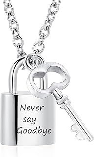 'Stainless Steel Key Pendant Urn Necklace with Lobster Clasp and Box Chain for Men and Women'