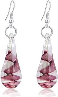 Handcrafted Italian Murano Style Glass Tornado Twirl Fashion Dangle Earrings Irregular Glass Spiral Dangle Drop Earrings for Women Girls Jewelry Gift