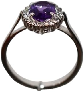 Rose Gold Amethyst Engagement Ring - Oval Shaped Natural Gemstone, Elegant Jewelry Gift for Women - Comfortable and Durable, Size 6