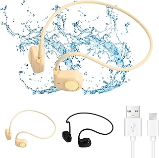 Azonelife Bluetooth Open Ear Kopfhörer mit Mikrofon, IPX5 wasserfest und leicht, ideal für Laufen, Radfahren und Wandern im Fitnessstudio (Beige)