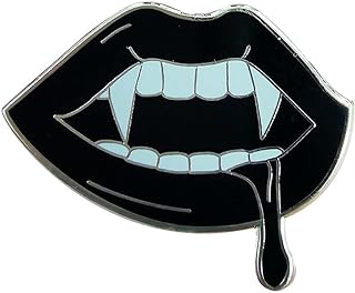 Gothic Brooch with Pin Clasp, Unisex Alloy Steel Vampire Fangs and Black Lips Design, Ideal for Halloween or Hip-Hop Style Enthusiasts