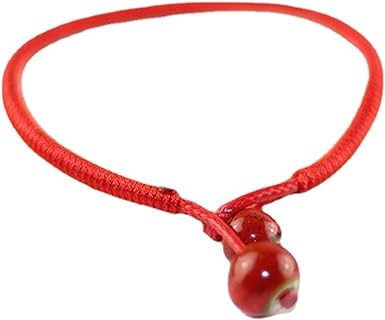 Men Women Lucky Ceramic Bead Red String Bracelet Hand Braided Bangle Durable and Useful