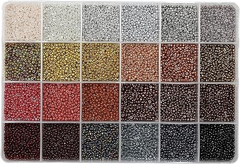 VOOMOLOVE Round Glass Seed Bead Kit in Multicolor for Jewelry Making, Professional Grade Bracelet Creativity Set of 15600pcs with Organizer Storage Box