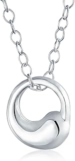 Bling Jewelry Modern Simple Swirl Geometric Open Eternal Circle Pendant Necklace or Square Basket Weave Stud Earrings For Women Polished .925 Sterling Silver