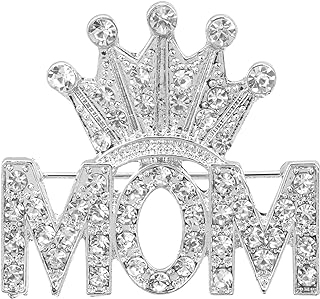 USHOBE Mom Gifts Pin Crown Brooch Pin Mom Brooch Rhinestone Crystal Brooches Mom Casual Novelty Party Pin Brooch Mothers Day Birthday Gift Mom Gifts Mom Gift