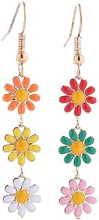 Colorful Long Daisy Flower Dangle Earrings Bohemian Sunflower Earrings for Women Girls Jewelry