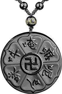 Black Obsidian Necklace Protection Pendant with Extended Bead Chain Healing Crystal Stone Amulet Necklace for Men Women