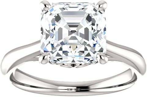 Shree Diamond 2.50 CT Asscher Cut Solitaire Moissanite Engagement Ring, VVS1 4 Prong Irene Knife-Edge Silver Wedding Ring, Woman Gift, Promise Gift