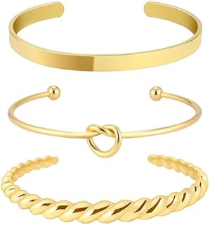 IDJEOABL Gold Bangle Bracelets for Women Stack Twisted Bangle Cuff Bracelets Set for Women Trendy Love Knot Bangles Jewelry