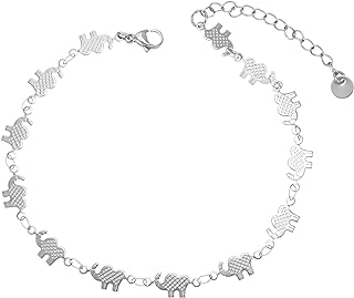 Lobster Claw Clasp 14K Gold/Silver Stainless Steel Elephant Chain Anklet for Women and Girls, No Gemstone