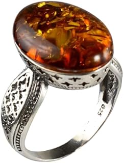 Sterling Silver and Baltic Honey Amber Ring Alaina