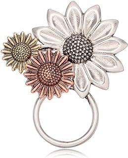 NOUMANDA Triple Sunflower Magnetic Eyeglass Holder and Bangle - Antique Gold, Silver, and Copper Alloy Accessory