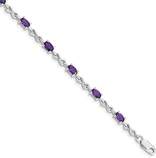 925 Sterling Silver Amethyst Charm Bracelet with Lobster Claw Closure for Women, Traditional Design