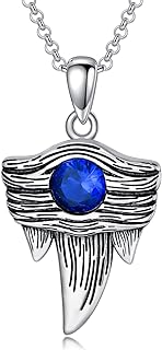 Valentine's Day Sterling Silver Shark Tooth Pendant Necklace with Cable Chain for Women, Girls, and Men
