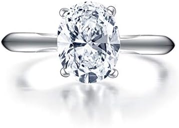2 Carats Wedding Engagement Ring for Women, Solitaire Pear/Oval/Princess/Round Cut Ring, 925 Sterling Silver Cubic Zirconia CZ White Gold Plated Thin Band