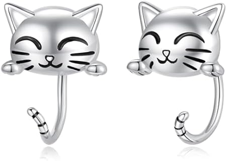 925 Sterling Silver Half Hoop Earrings with Cubic Zirconia for Women - French Wire Back Finding, Panda/Sloth/Cat/Dog Design, Perfect for Sensitive Ears