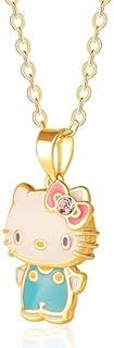 Sanrio Hello Kitty Girls Pendant Necklace 18" - 18kt Flash Plated Brass and Enamel Hello Kitty Necklace Officially Licensed