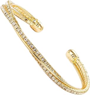 IDesign Valentine Day Gift Rhinestone Cuff Bracelet Bangle Sparkly Cute Bridesmaid Wedding jewelry gifts