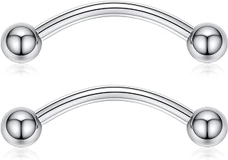 PEAKLINK G23 Titanium Nipple Barbell Nipple Rings Nipple Bars Straight Bar Body Jewelry Barbell Eyebrow Internally Threaded Tongue Piercing 12 14 16G