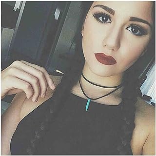 Boho Turquoise Leather Choker Necklace Black Layered Velvet Suede Necklace Choker Black Cord Necklace Vintage Necklace Jewelry for Women and Teen Girls