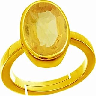 Yellow Sapphire Ring 9.50 Carat Pukhraj Stone Ring For Astrological Purpose Panchdhatu Gemstone Ring Elegant Looking Ring For Men & Women By PRINCY JEWELS