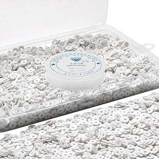 4000 Pcs White Clay Beads for Bracelets Making, Polymer Spacer Flat Beads DIY for Jewelry Necklace Earring Making Kit, Preppy Aesthetic Heishi Heshie Thin Disk Beads Assortments Set 6MM