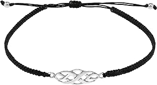 Celtic Infinity Knot Rope Charm Bracelet with Sterling Silver and Adjustable Pull Side Clasp for Trendy Individuals - AeraVida Design