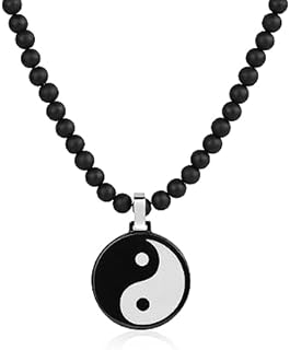 Men's GAVU Fengshui Yin Yang Necklace with Ball Chain and Lobster Clasp, features Onyx Stone Beads Design