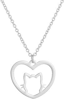 Jude Jewelers Stainless Steel Heart Shaped Cute Cat Styel Pendant Necklace
