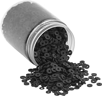 Mandala Crafts Black Jewelry Making Beads - 3000 Polymer Clay Heishi Disc Beads in Round Shape for Bracelets, Earrings, Necklaces