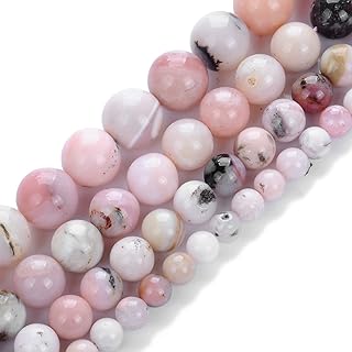 Genuine Natural Real Smooth Round Pink Powder Opal Gemstone Beads Loose Beads for Jewelry Making Approxi 15.5" (Pink Powder Opal, 8MM)