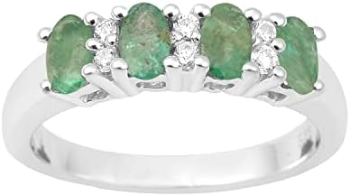 925 Sterling Silver Natural Aquamarine, Emerald, Garnet, Tanzanite Gemstone Women Wedding Ring 1.05 Ctw, Oval 5X3 MM, Birthstone Rings