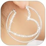 Rhinestone Hoop Earrings for Women Dress Sparkly Glitter Hoop Earrings Gold Hoops Earrings Big Thick Hoop Earrings Large Chunky Hoop Earrings Prom Wedding Party Earrings Formal Jewelry for Women 2024