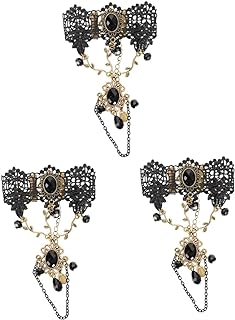 BESTOYARD 3pcs Black Lace Bracelet rhinestone bangle bracelet handmade antique bracelet victorian style bracelet alloy bracelet chain beaded bangle crystal beads Imitation pearls zinc alloy