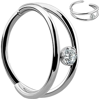 COCHARM 16G 8/10/12mm Helix Daith Conch Earrings Double Hoop One Piercing Hoop 316L Stainless Steel Helix Daith Piercing Ring for Women Men