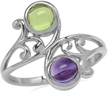 Sterling Silver Moonstone Ring with Leaf and Swirl Bypass Design by Silvershake