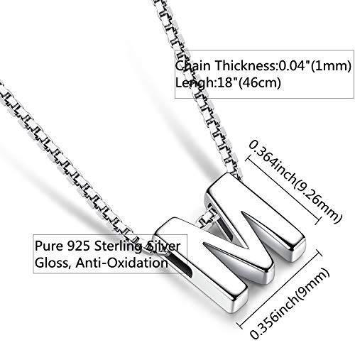 CANDYFANCY Initial Necklace 925 Sterling Silver Letter Pendant Personalized 26 Alphabet Necklace for Women Men A-Z