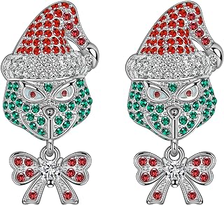 Dckazz Grinch Stud Earrings for Women with Push Back Design, Zinc Material, Festive Holiday Jewelry, Ideal Christmas and New Year Gift for Girls